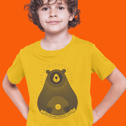 Restless Wears Vinyl Record Bear Kids Organic Cotton T-Shirt Bear T-Shirt Music Quote T-Shirt