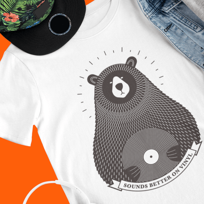 Restless Wears Vinyl Record Bear Kids Organic Cotton T-Shirt Bear T-Shirt Music Quote T-Shirt