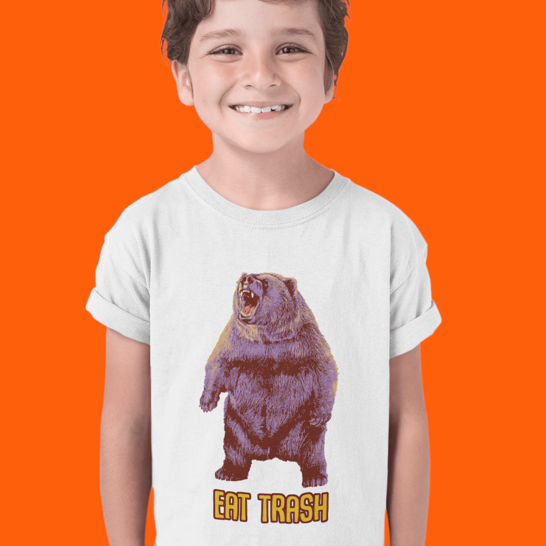 Restless Wears Eat Trash Kids Organic Cotton T-Shirt Bear T-Shirt Music Quote T-Shirt