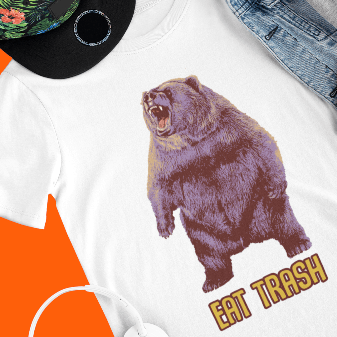 Restless Wears Eat Trash Kids Organic Cotton T-Shirt Bear T-Shirt Music Quote T-Shirt