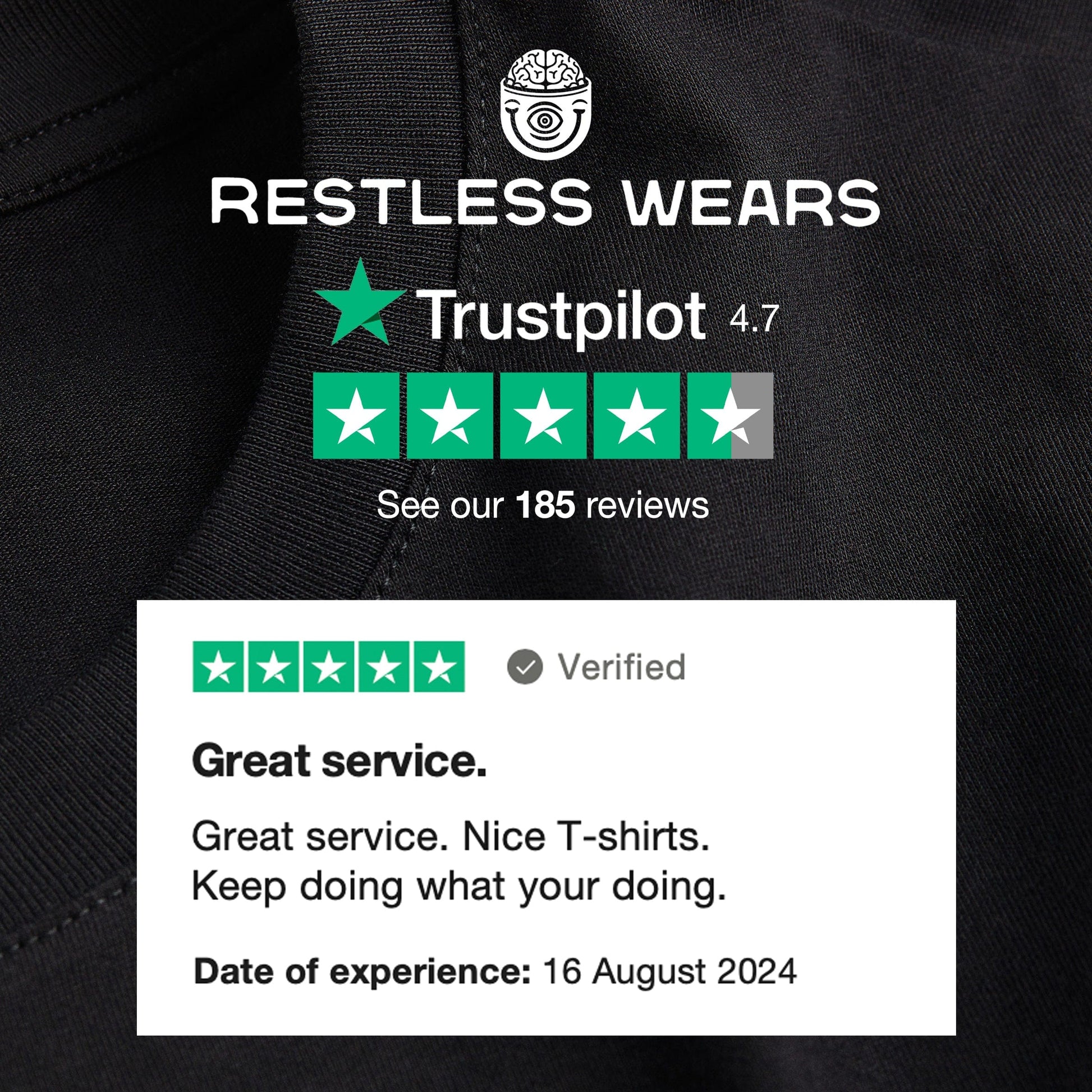 Trust Pilot High Score Review from customer talking about great service with the Trust Pilot logo