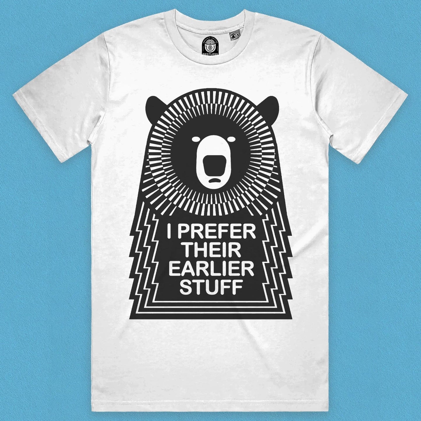 Close up view of the band of Bear T-Shirt in White
