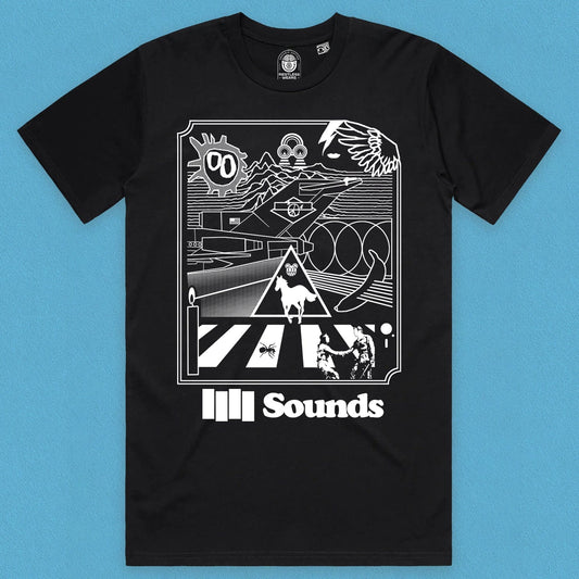 Classic Album Cover Mash-Up T-Shirts - Music T-Shirts for Men - In Black